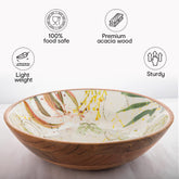 Anko 11" Large Waluwin Wooden Bowl | Designer Acacia Wood Salad Utensil with Enamel Oil Finish for Fruits, Vegetable, Snacks, Dough Making| Mixing & Serving Bowl for Kitchen, Dining, Restaurants